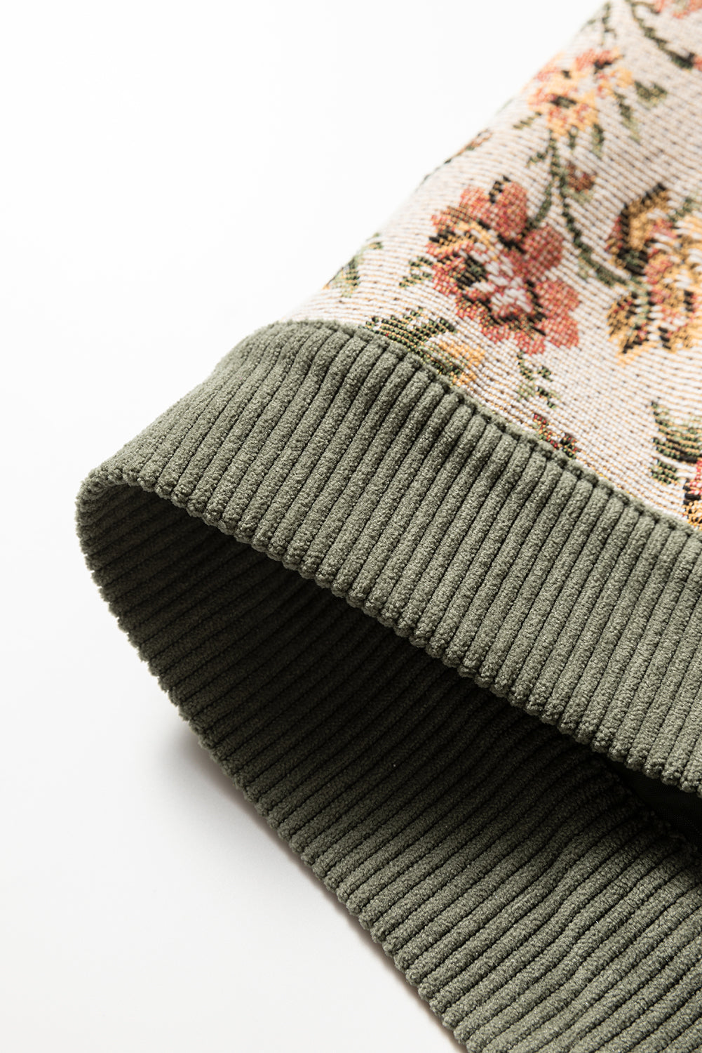 Medium Grey Ribbed Retro Floral Patchwork Jacket