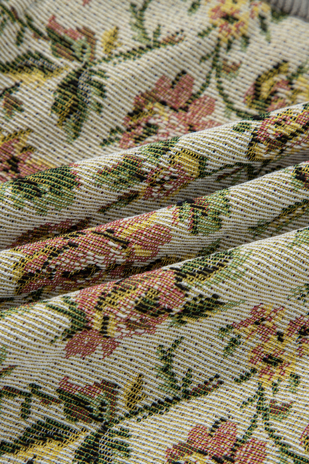 Medium Grey Ribbed Retro Floral Patchwork Jacket
